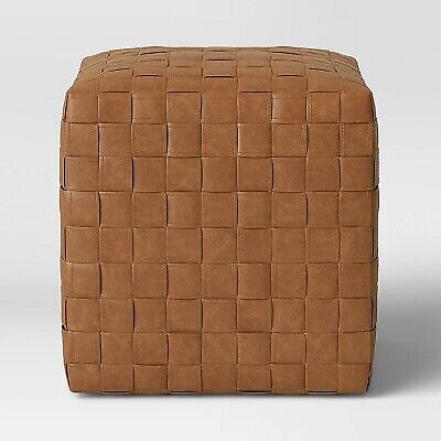 Wellford Faux Leather Woven Cube Brown - Threshold