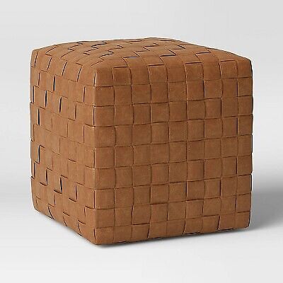 Wellford Faux Leather Woven Cube Brown - Threshold